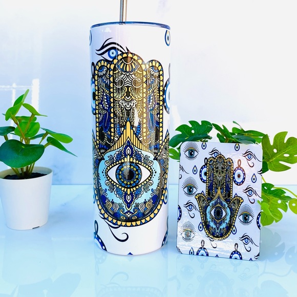 Evil Eye Tumbler, Turkish Evil Eye, Evil Eye Cup, 20 Oz Evil Eye Tumble - Picture 5 of 5